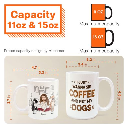 I Just Wanna Sip Coffee And Pet My Dog - Personalized Mug - Birthday, Loving Gift For Dog Owners, Dog Mom, Dog Lovers, Dog Dad - Image 4