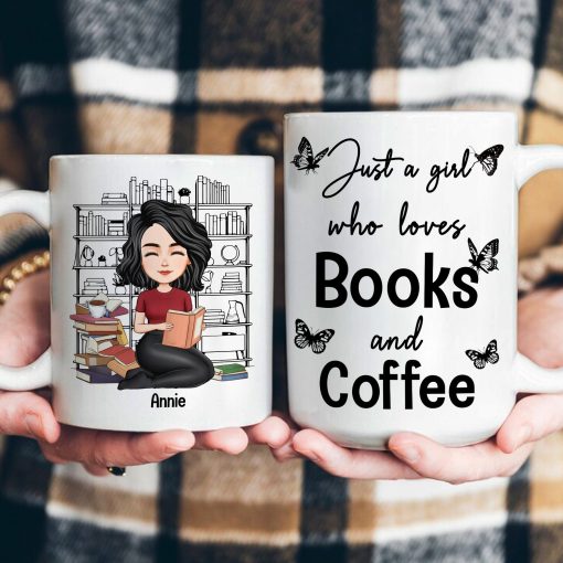 Just A Girl Who Loves Books And Coffee - Personalized Mug - Image 3