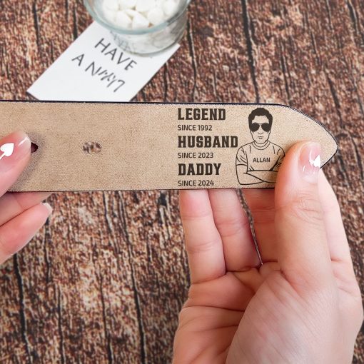 Legend Husband Daddy - Personalized Engraved Leather Belt - Image 2
