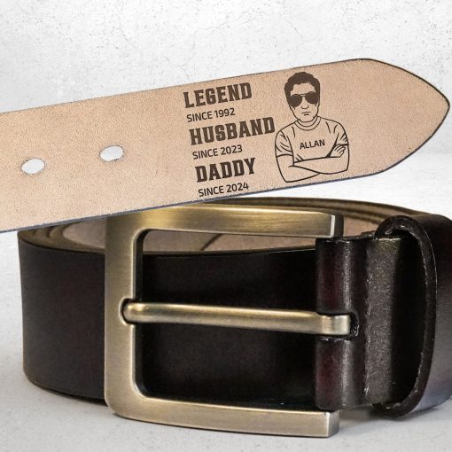 Legend Husband Daddy - Personalized Engraved Leather Belt - Image 6