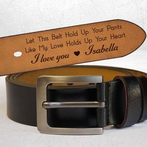 Let This Belt Hold Up Your Pants Gift For Husband - Personalized Engraved Leather Belt - Image 2