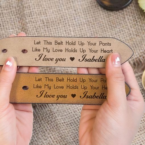 Let This Belt Hold Up Your Pants Gift For Husband - Personalized Engraved Leather Belt - Image 3