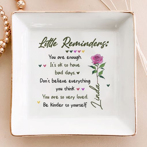 Little Reminders Birth Flower Gift For Daughter - Personalized Jewelry Dish - Image 2
