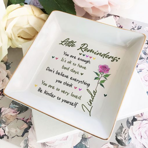 Little Reminders Birth Flower Gift For Daughter - Personalized Jewelry Dish - Image 3