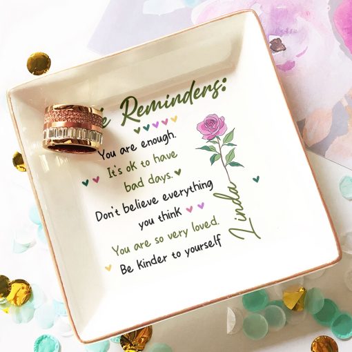 Little Reminders Birth Flower Gift For Daughter - Personalized Jewelry Dish - Image 4