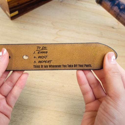 Naughty To Do List For Husband, Boyfriend - Personalized Engraved Leather Belt - Image 3