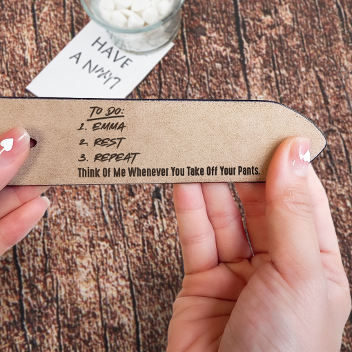 Naughty To Do List For Husband, Boyfriend - Personalized Engraved Leather Belt - Image 4