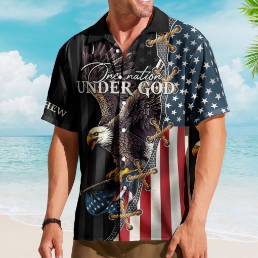 One Nation Under God Jesus Christian Patriot Day Hawaiian Shirt - Custom Hawaiian Shirts - Image 3