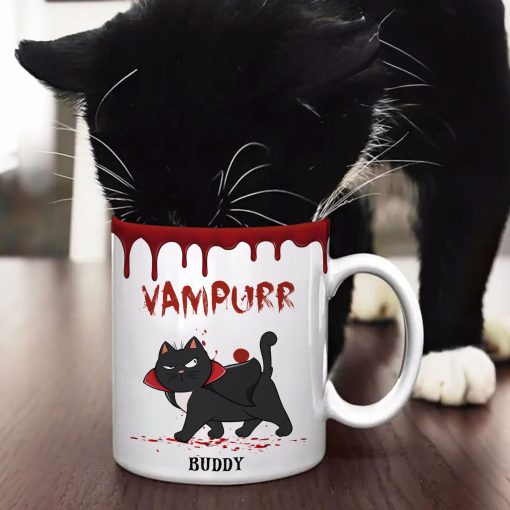 Spooky Fluffy Cat - Personalized Mug - Image 2