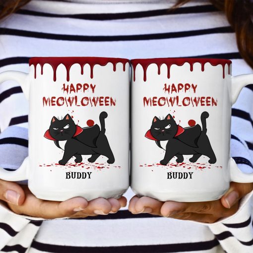 Spooky Fluffy Cat - Personalized Mug - Image 4