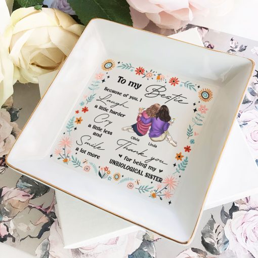 Thank You For Being My Unbiological Sister - Personalized Jewelry Dish - Image 2