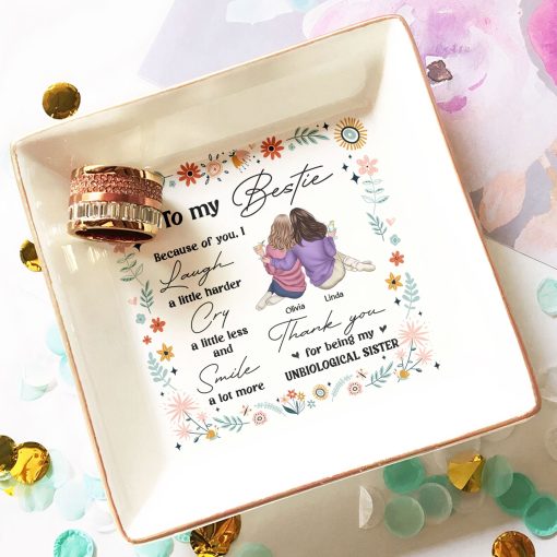Thank You For Being My Unbiological Sister - Personalized Jewelry Dish - Image 3