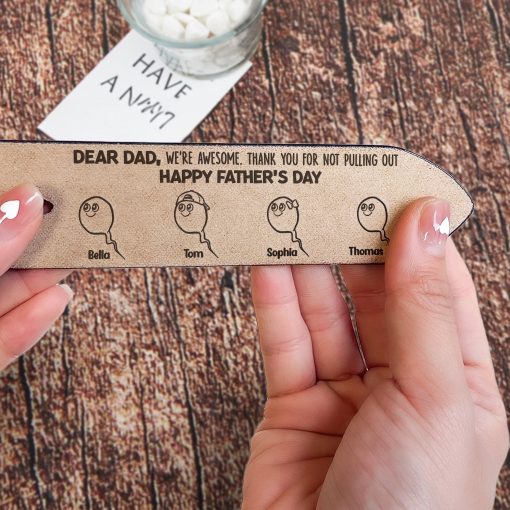 Thank You For Not Pulling Out - Personalized Engraved Leather Belt - Image 2