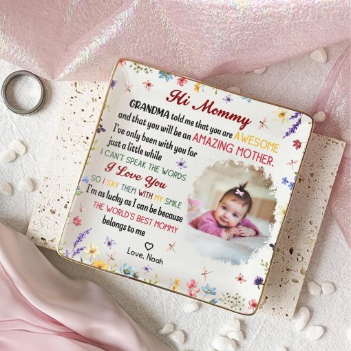 The Best Mommy Belongs To Me First Mom New Mom Gift - Personalized Photo Jewelry Dish - Image 2