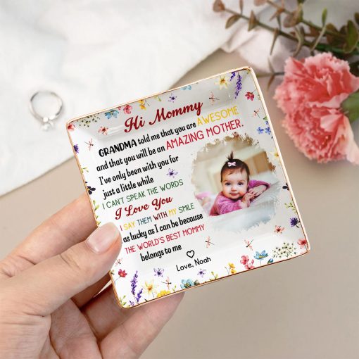 The Best Mommy Belongs To Me First Mom New Mom Gift - Personalized Photo Jewelry Dish - Image 4