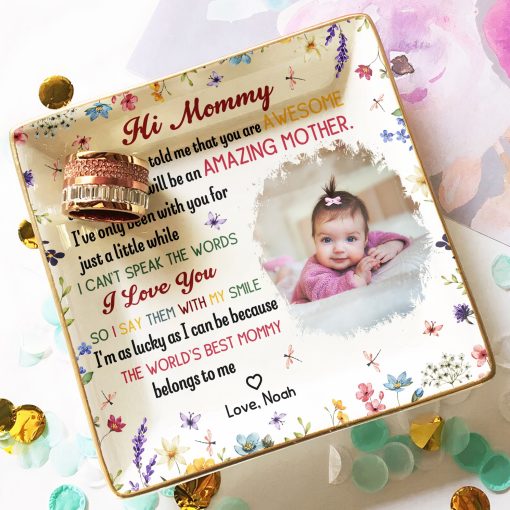 The Best Mommy Belongs To Me First Mom New Mom Gift - Personalized Photo Jewelry Dish - Image 5
