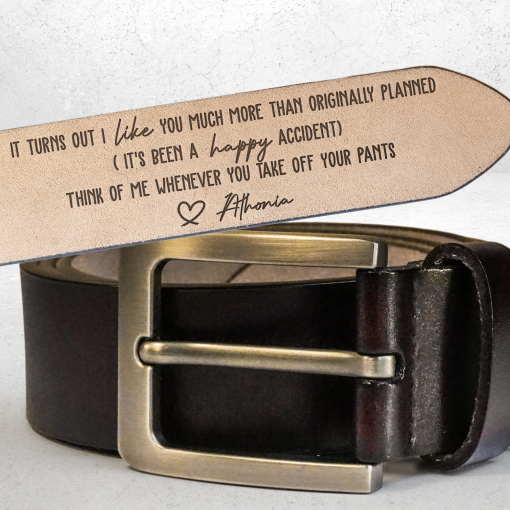 Think Of Me Whenever You Take Off Your Pants - Personalized Engraved Leather Belt - Image 3