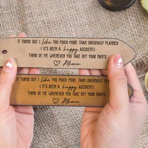 Think Of Me Whenever You Take Off Your Pants - Personalized Engraved Leather Belt - Image 7