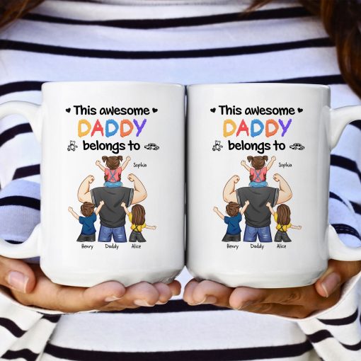 This Awesome Dad Belongs To Us - Personalized Mug - Image 2