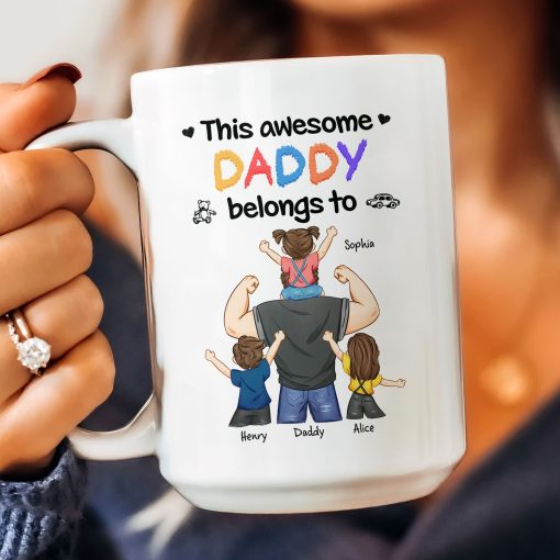 This Awesome Dad Belongs To Us - Personalized Mug - Image 3