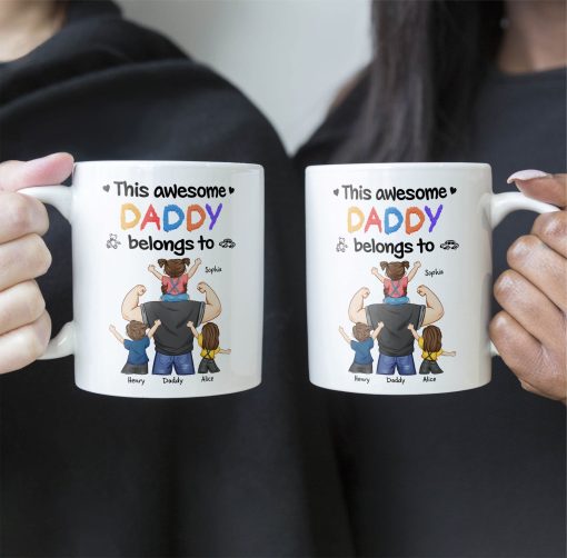 This Awesome Dad Belongs To Us - Personalized Mug - Image 5
