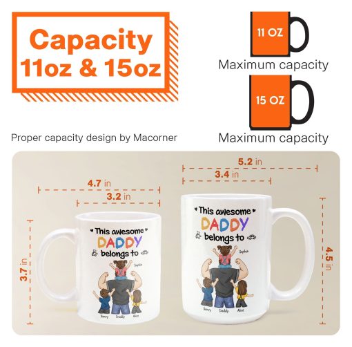 This Awesome Dad Belongs To Us - Personalized Mug - Image 6