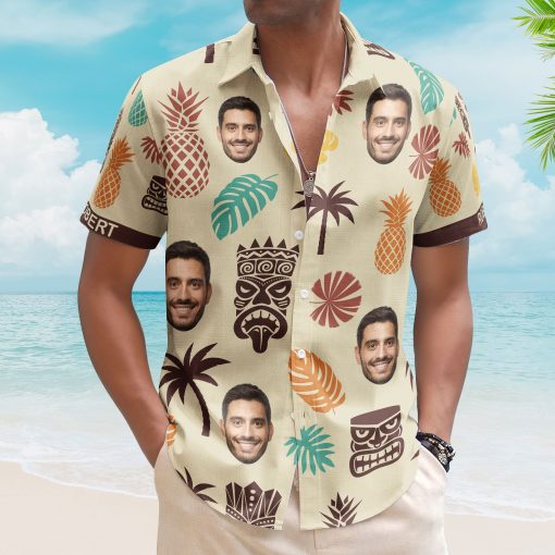 Tiki Pineapple Vintage Summer Aloha Shirts Custom Face - Custom Photo Hawaiian Shirts - Image 4