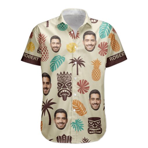 Tiki Pineapple Vintage Summer Aloha Shirts Custom Face - Custom Photo Hawaiian Shirts - Image 6