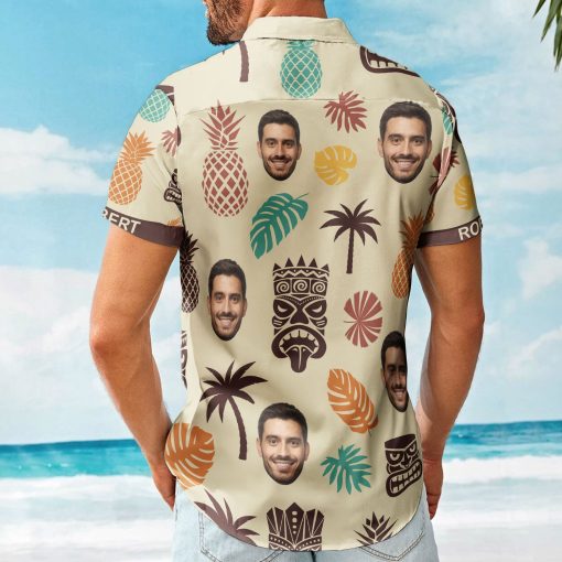 Tiki Pineapple Vintage Summer Aloha Shirts Custom Face - Custom Photo Hawaiian Shirts - Image 2