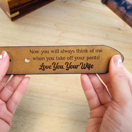 To Husband Boyfriend Valentines Father's Day Gift - Personalized Engraved Leather Belt - Image 3
