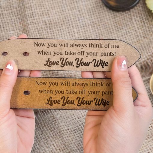 To Husband Boyfriend Valentines Father's Day Gift - Personalized Engraved Leather Belt - Image 5