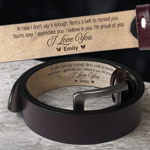 To Husband, Boyfriend I'm Proud Of You - Personalized Engraved Leather Belt - Image 2
