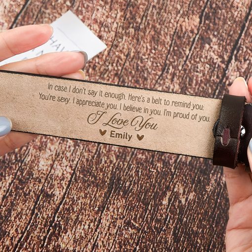 To Husband, Boyfriend I'm Proud Of You - Personalized Engraved Leather Belt - Image 3
