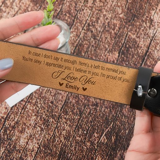 To Husband, Boyfriend I'm Proud Of You - Personalized Engraved Leather Belt - Image 4