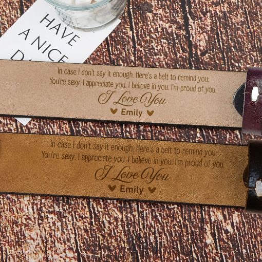 To Husband, Boyfriend I'm Proud Of You - Personalized Engraved Leather Belt - Image 5