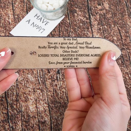 You Are A Great Dad - Personalized Engraved Leather Belt - Image 3